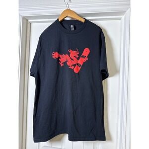 Gildan Hammer Black T Shirt Dragon Snowboard Graphic XL, Unisex, street wear